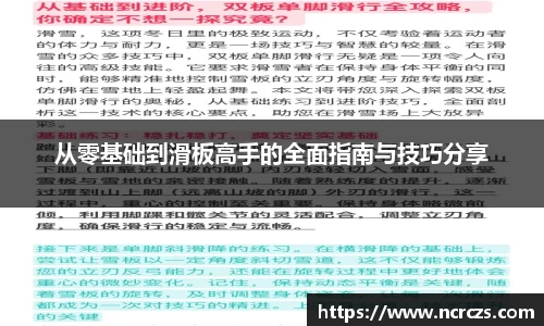 从零基础到滑板高手的全面指南与技巧分享