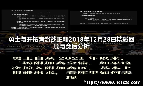 勇士与开拓者激战正酣2018年12月28日精彩回顾与赛后分析